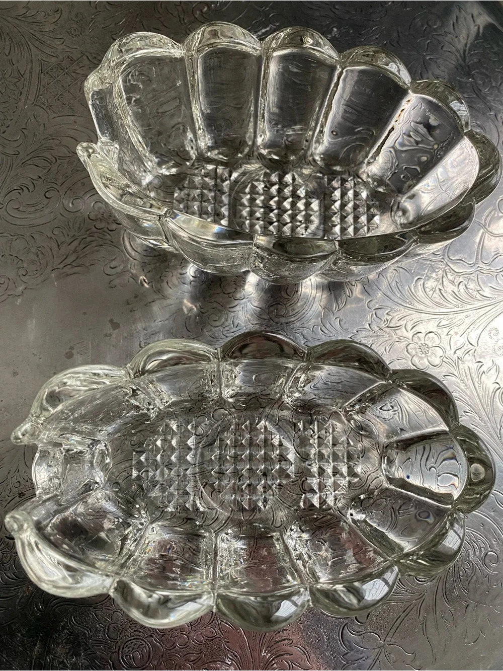 Set of 2 Princess House Crystal spoon rest flatware Holders